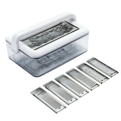 Roomyl 6-in-1 Vegetable Mandoline Slicer with Container Manual Food Cutter Slicer and Grater Set