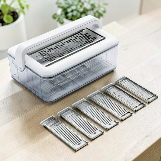 Roomyl 6-in-1 Vegetable Mandoline Slicer with Container Manual Food Cutter Slicer and Grater Set