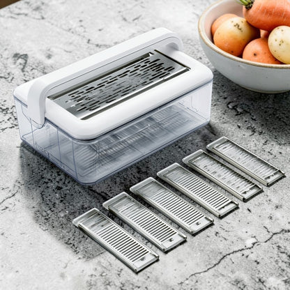 Roomyl 6-in-1 Vegetable Mandoline Slicer with Container Manual Food Cutter Slicer and Grater Set