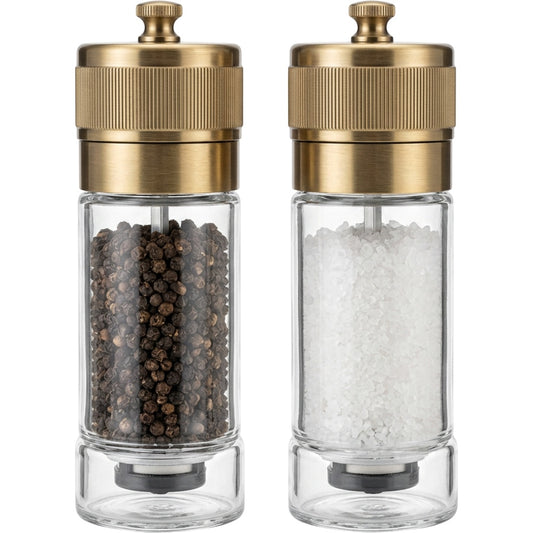 Roomyl Brass Cap Glass Pepper Salt Grinders 7 in Pair