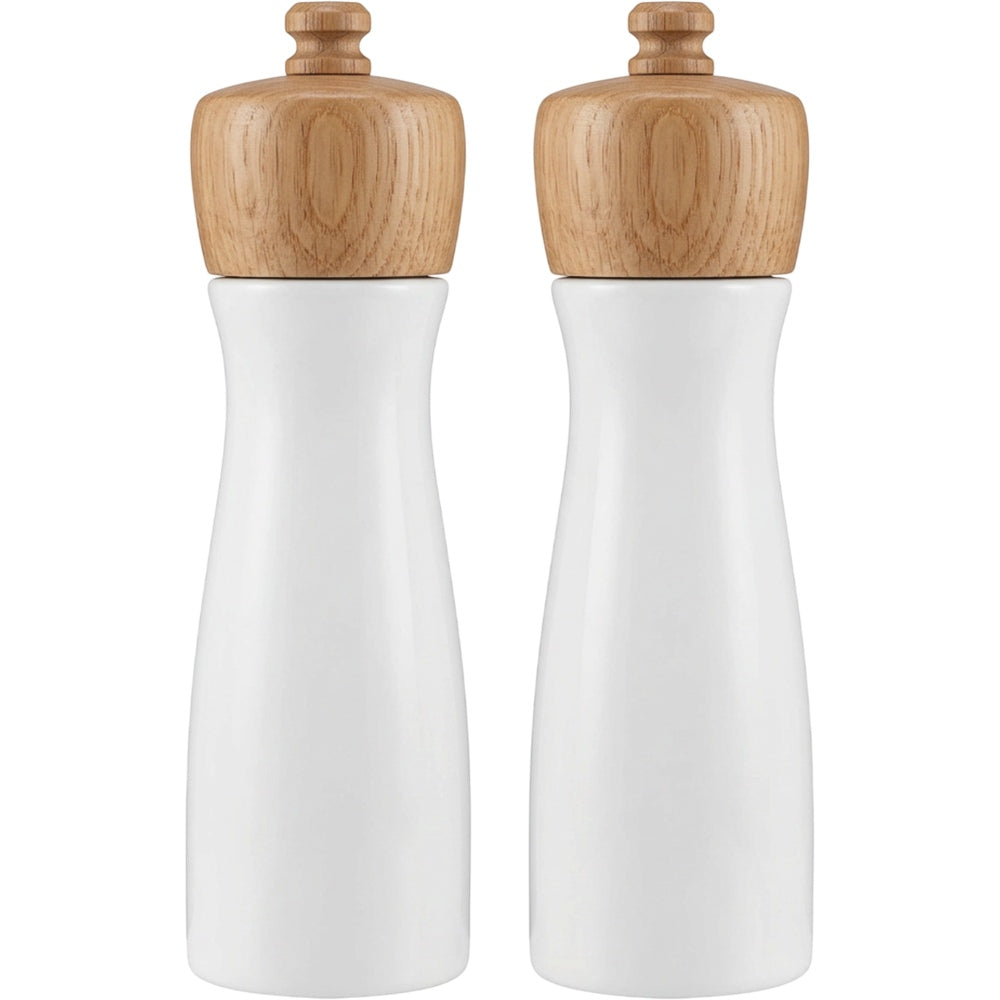 Roomyl White Ceramic Oak Cap Grinder Set 8 in Pair