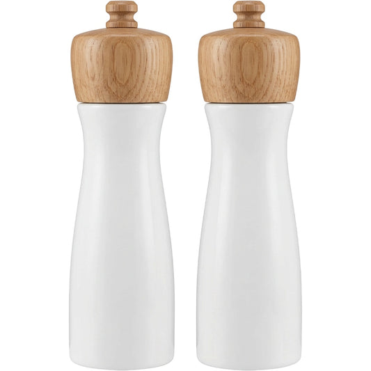 Roomyl White Ceramic Oak Cap Grinder Set 8 in Pair