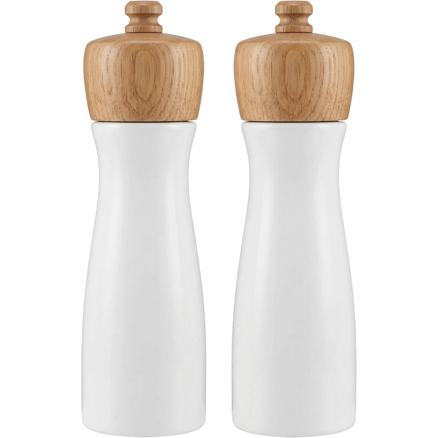 Roomyl White Ceramic Oak Cap Grinder Set 8 in Pair